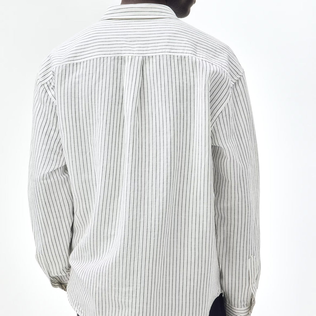 Men's black and white striped long sleeve shirt