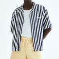 Men's black striped short sleeve shirt