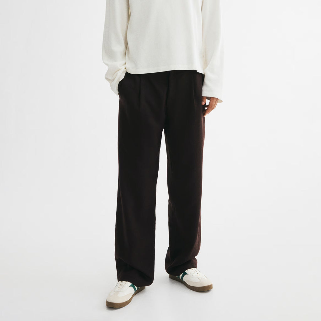 Men's pleated loose fit casual trousers